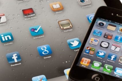 IPad and Iphone both showing home screens
