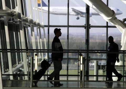 Man walking through airport