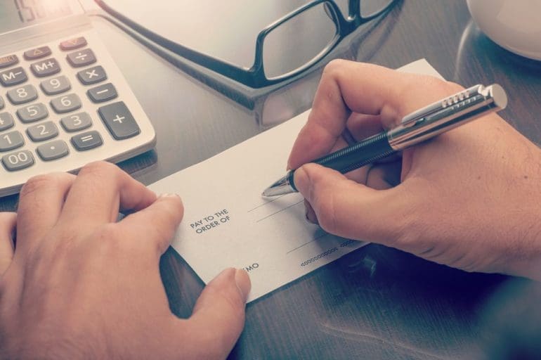 writing cheque