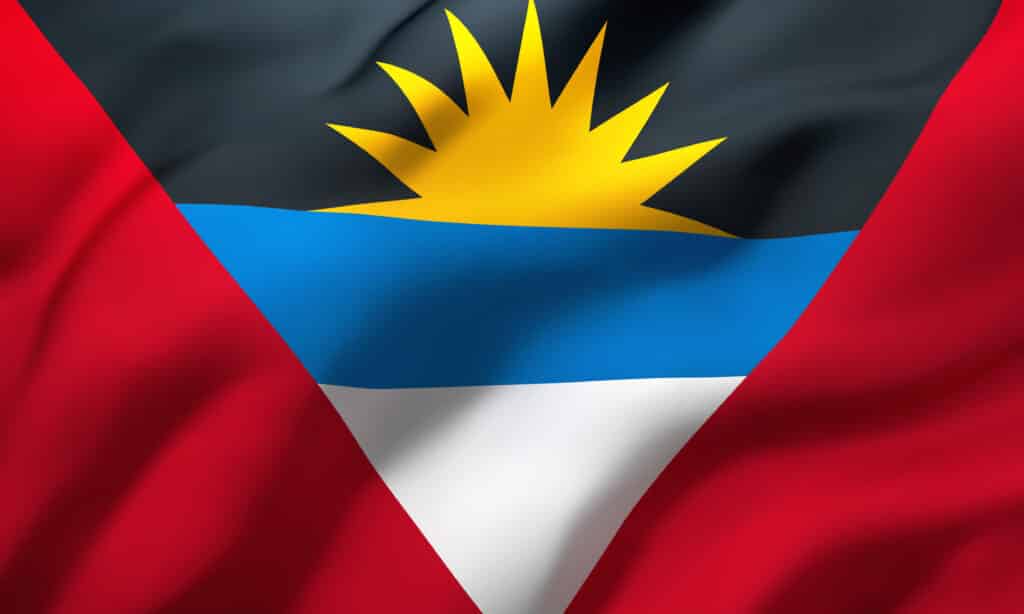 Flag,Of,Antigua,And,Barbuda,Blowing,In,The,Wind.,Full