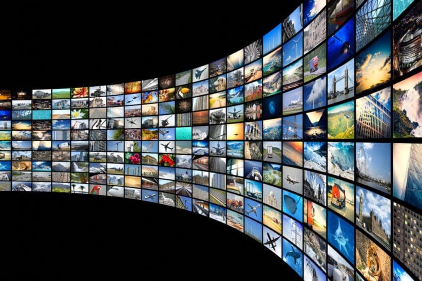 Wall,Of,Screens,-,Streaming,Media,,Cable,,Internet,Concept,-