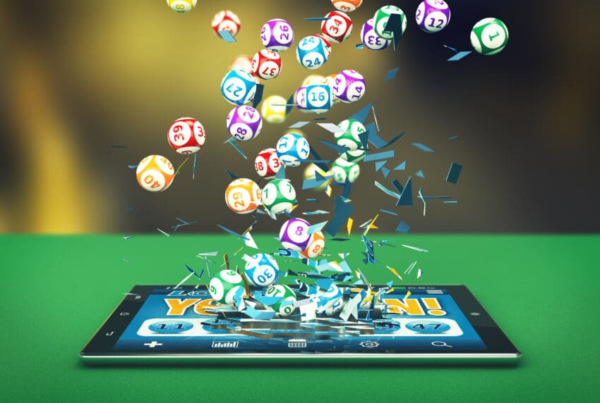 Tablet,Pc,With,A,Lottery,App,And,Lottery,Balls,Coming
