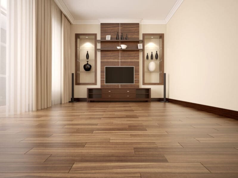 Comfortable,Contemporary,Living,Room,With,Tv-unit.,Wooden,Floor.,3d,Render.