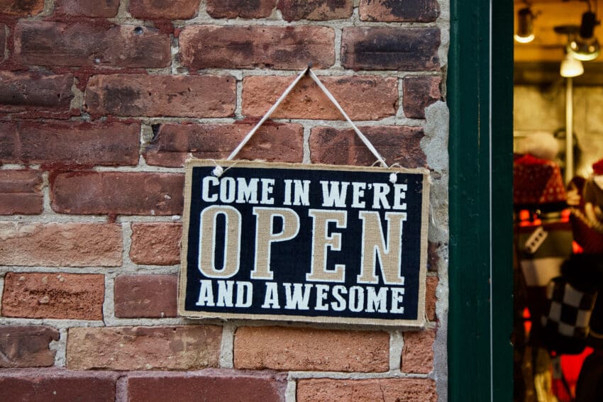come,In,Were,Open,And,Awesome.,A,Playful,Sign,Invites
