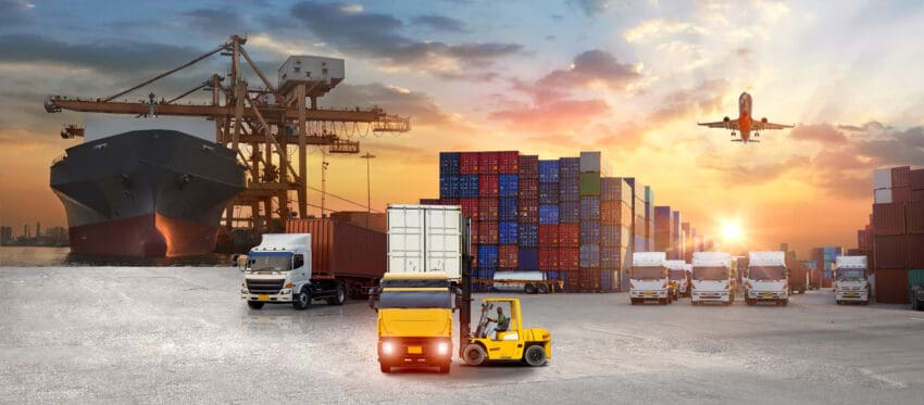 Container,Truck,In,Ship,Port,For,Business,Logistics,And,Transportation