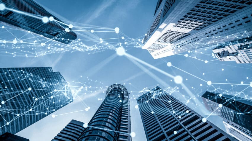 Imaginative,Visual,Of,Smart,Digital,City,With,Globalization,Abstract,Graphic