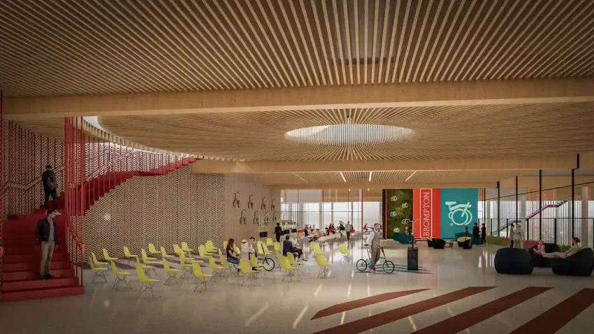 An interior sketch of the planned Brompton factory. Photograph: Hollaway Studios/Brompton Bicycle