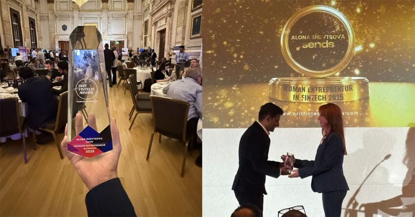 Sends is proud to announce that its CEO, Alona Shevtsova, has been honoured with the title of Woman Entrepreneur in Fintech of the Year at the prestigious Brit Fintech Awards.